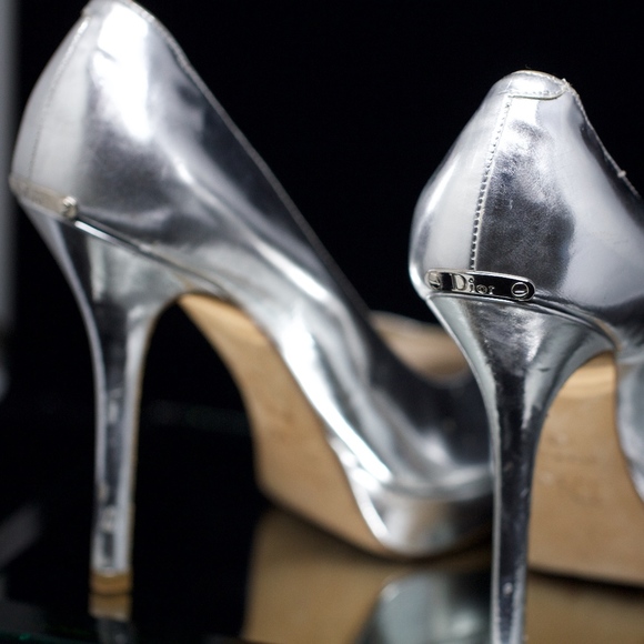dior silver heels